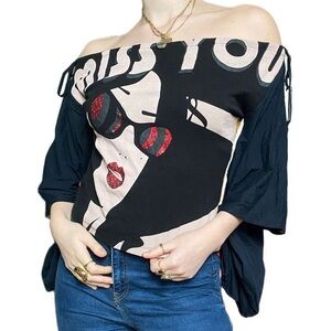 VTG 2000s Custo Barcelona Off the Shoulder Flare Top